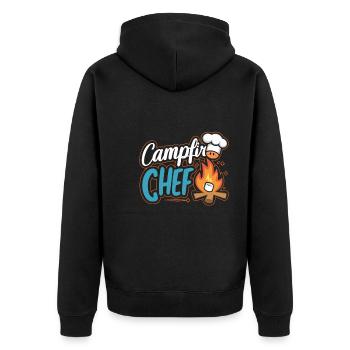 Scout Camping Outdoor Lagerfeuer Wandern - Unisex Premium Bio Zip Hoodie - Schwarz - Hinten - Nico (187cm)