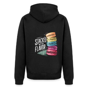 Macaron-liebhaber Französische Macarons - Unisex Premium Bio Zip Hoodie - Schwarz - Hinten - Nico (187cm)