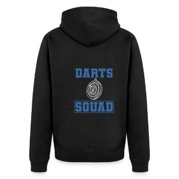 Lustiger Dartspieler Dart -Enthusiast - Unisex Premium Bio Zip Hoodie - Schwarz - Hinten - Nico (187cm)