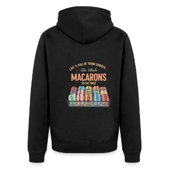 Macaron lovers French macarons - Unisex Premium Organic Zip Hoodie - black - Back - Nico (187cm)