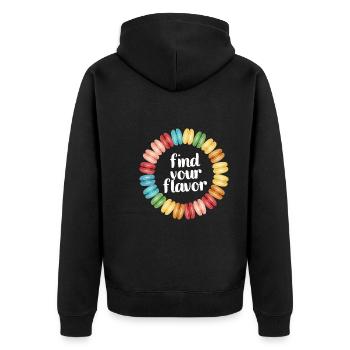 Macaron-liebhaber Französische Macarons - Unisex Premium Bio Zip Hoodie - Schwarz - Hinten - Nico (187cm)