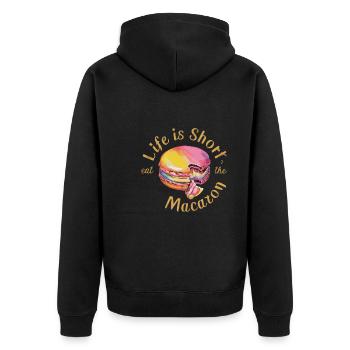 Macaron-liebhaber Französische Macarons - Unisex Premium Bio Zip Hoodie - Schwarz - Hinten - Nico (187cm)