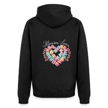 Macaron-liebhaber Französische Macarons - Unisex Premium Bio Zip Hoodie - Schwarz - Hinten - Nico (187cm)