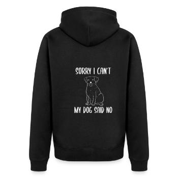 Sorry, I Can't My Dog Said No Haustiersitter - Unisex Premium Bio Zip Hoodie - Schwarz - Hinten - Nico (187cm)