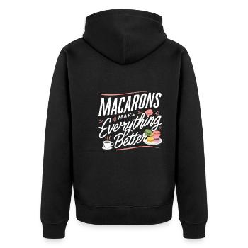 Macaron lovers French macarons - Unisex Premium Organic Zip Hoodie - black - Back - Nico (187cm)