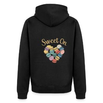 Macaron-liebhaber Französische Macarons - Unisex Premium Bio Zip Hoodie - Schwarz - Hinten - Nico (187cm)