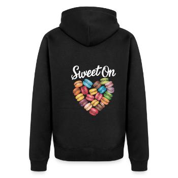 Macaron lovers French macarons - Unisex Premium Organic Zip Hoodie - black - Back - Nico (187cm)