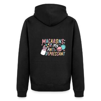 Macaron-liebhaber Französische Macarons - Unisex Premium Bio Zip Hoodie - Schwarz - Hinten - Nico (187cm)