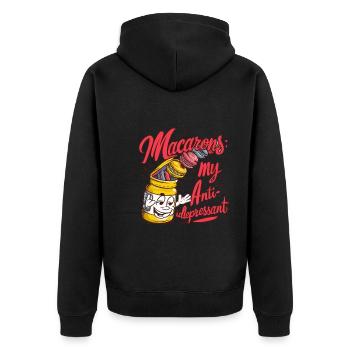 Macaron-liebhaber Französische Macarons - Unisex Premium Bio Zip Hoodie - Schwarz - Hinten - Nico (187cm)