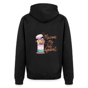 Amateurs de macarons Macarons français - Veste à capuche bio Premium Unisexe - noir - Dos - Nico (187cm)