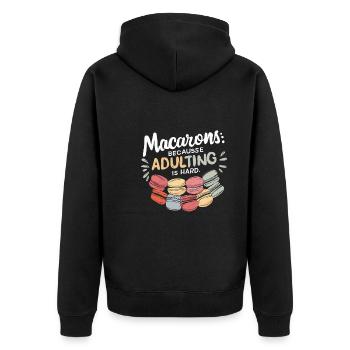 Macaron-liebhaber Französische Macarons - Unisex Premium Bio Zip Hoodie - Schwarz - Hinten - Nico (187cm)