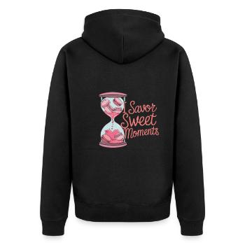 Macaron-liebhaber Französische Macarons - Unisex Premium Bio Zip Hoodie - Schwarz - Hinten - Nico (187cm)