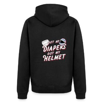 Demo Derby Demolition Derby Demolition Derby - Unisex Premium Bio Zip Hoodie - Schwarz - Hinten - Nico (187cm)
