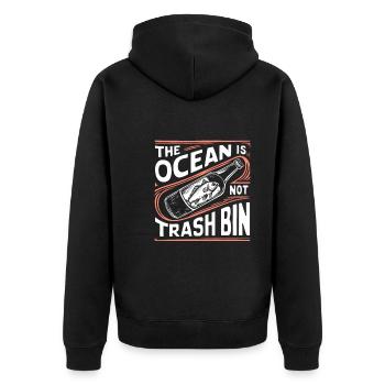 Anti-littering No Environmental Waste Recycle - Unisex Premium Organic Zip Hoodie - black - Back - Nico (187cm)