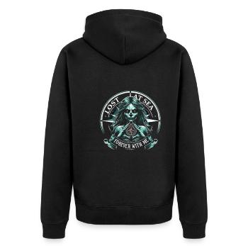Gruselige Sirenen, Horror-meerjungfrau, Gruseliger - Unisex Premium Bio Zip Hoodie - Schwarz - Hinten - Nico (187cm)