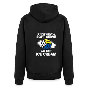 If You Want A Soft Serve Go Get Ice Cream - Unisex Premium Bio Zip Hoodie - Schwarz - Hinten - Nico (187cm)