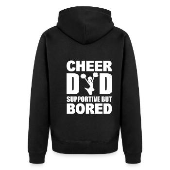 Cheer Dad Supportive But Bored Cheerleading - Unisex Premium Bio Zip Hoodie - Schwarz - Hinten - Nico (187cm)