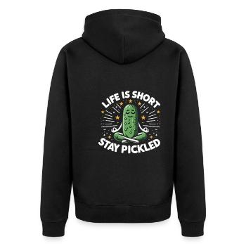 Pickle Lover Funny Pickle Dill Pickle Pickled - Unisex Premium Organic Zip Hoodie - black - Back - Nico (187cm)