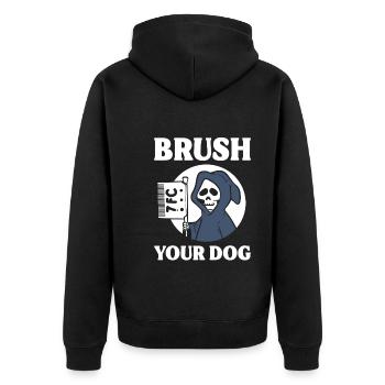 Brush Your Dog Pflegetechniker - Unisex Premium Bio Zip Hoodie - Schwarz - Hinten - Nico (187cm)