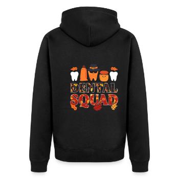 Dental Squad Zahntechniker - Unisex Premium Bio Zip Hoodie - Schwarz - Hinten - Nico (187cm)
