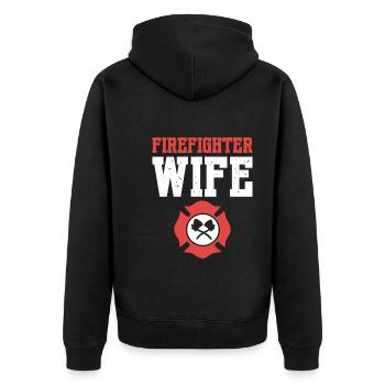 Firefighter Wife Feuerwehrmann - Unisex Premium Bio Zip Hoodie - Schwarz - Hinten - Nico (187cm)