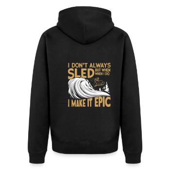 Sledding Snow Sled Winter Sport Winter Outdood - Unisex Premium Bio Zip Hoodie - Schwarz - Hinten - Nico (187cm)