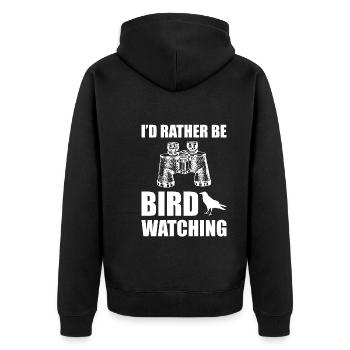 I'd Rather Be Bird Watching Zoologe - Unisex Premium Bio Zip Hoodie - Schwarz - Hinten - Nico (187cm)
