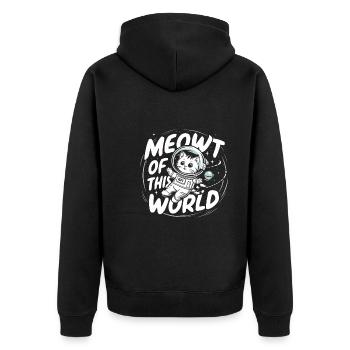Katze Astronaut Astronomie Äußeres Sonnensystem - Unisex Premium Bio Zip Hoodie - Schwarz - Hinten - Nico (187cm)