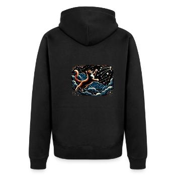 Katze Astronaut Astronomie Äußeres Sonnensystem - Unisex Premium Bio Zip Hoodie - Schwarz - Hinten - Nico (187cm)