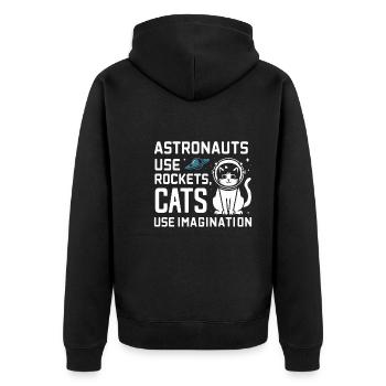 Katze Astronaut Astronomie Äußeres Sonnensystem - Unisex Premium Bio Zip Hoodie - Schwarz - Hinten - Nico (187cm)