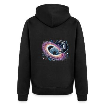 Katze Astronaut Astronomie Äußeres Sonnensystem - Unisex Premium Bio Zip Hoodie - Schwarz - Hinten - Nico (187cm)