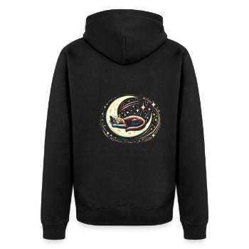 Katze Astronaut Astronomie Äußeres Sonnensystem - Unisex Premium Bio Zip Hoodie - Schwarz - Hinten - Nico (187cm)