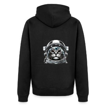 Katze Astronaut Astronomie Äußeres Sonnensystem - Unisex Premium Bio Zip Hoodie - Schwarz - Hinten - Nico (187cm)