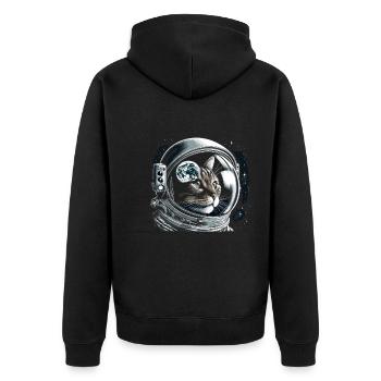 Katze Astronaut Astronomie Äußeres Sonnensystem - Unisex Premium Bio Zip Hoodie - Schwarz - Hinten - Nico (187cm)