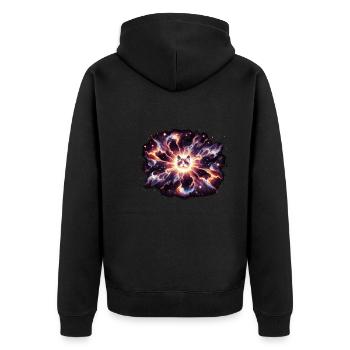 Katze Astronaut Astronomie Äußeres Sonnensystem - Unisex Premium Bio Zip Hoodie - Schwarz - Hinten - Nico (187cm)