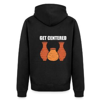 Get Centered Keramiker - Unisex Premium Bio Zip Hoodie - Schwarz - Hinten - Nico (187cm)