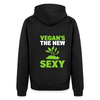 Lustige Veganer Vegan Aktivist - Unisex Premium Bio Zip Hoodie - Schwarz - Hinten - Nico (187cm)