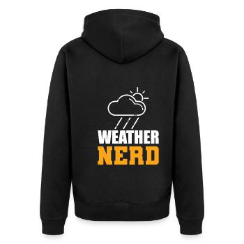 Weather Nerd Klimaforscher - Unisex Premium Bio Zip Hoodie - Schwarz - Hinten - Nico (187cm)