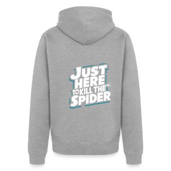 Lustiges Arachnophobie-bewusstsein, Spinnenphobie - Unisex Premium Bio Zip Hoodie - Grau meliert - Hinten - Nico (187cm)