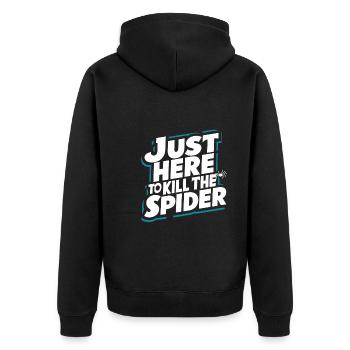 Lustiges Arachnophobie-bewusstsein, Spinnenphobie - Unisex Premium Bio Zip Hoodie - Schwarz - Hinten - Nico (187cm)