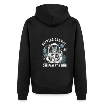Katze Astronaut Astronomie Äußeres Sonnensystem - Unisex Premium Bio Zip Hoodie - Schwarz - Hinten - Nico (187cm)