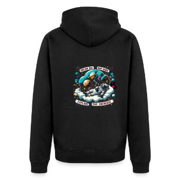 Katze Astronaut Astronomie Äußeres Sonnensystem - Unisex Premium Bio Zip Hoodie - Schwarz - Hinten - Nico (187cm)