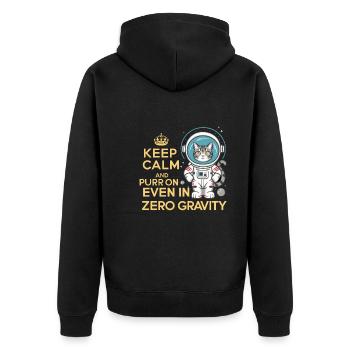 Katze Astronaut Astronomie Äußeres Sonnensystem - Unisex Premium Bio Zip Hoodie - Schwarz - Hinten - Nico (187cm)