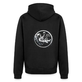 Katze Astronaut Astronomie Äußeres Sonnensystem - Unisex Premium Bio Zip Hoodie - Schwarz - Hinten - Nico (187cm)