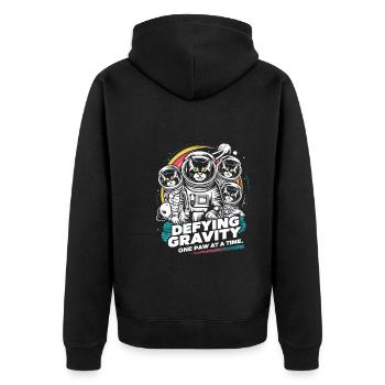 Katze Astronaut Astronomie Äußeres Sonnensystem - Unisex Premium Bio Zip Hoodie - Schwarz - Hinten - Nico (187cm)
