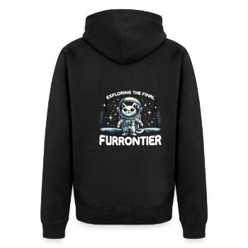 Katze Astronaut Astronomie Äußeres Sonnensystem - Unisex Premium Bio Zip Hoodie - Schwarz - Hinten - Nico (187cm)