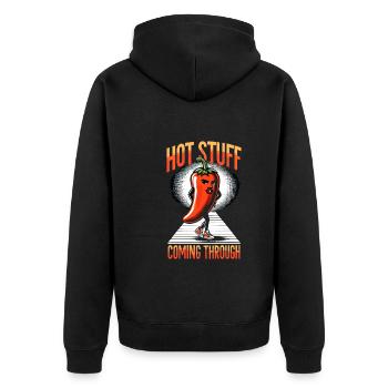 Amateurs de cuisine épicée, Chili Peppers Chef - Veste à capuche bio Premium Unisexe - noir - Dos - Nico (187cm)