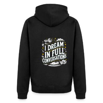 Parler dans le sommeil, Somniloquie, Parler dans le sommeil - Veste à capuche bio Premium Unisexe - noir - Dos - Nico (187cm)