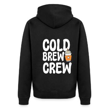 Cold Brew Crew Kellner an der Kaffeebar - Unisex Premium Bio Zip Hoodie - Schwarz - Hinten - Nico (187cm)