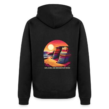 Geologie-steinjagd Achat-jäger-steinsammeln - Unisex Premium Bio Zip Hoodie - Schwarz - Hinten - Nico (187cm)
